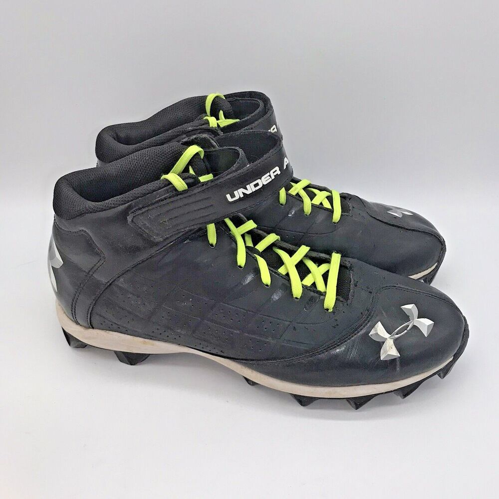 Under Armour Crusher Men's 11.5 Football Cleats 1235876-001 Black Mid Top Shoes